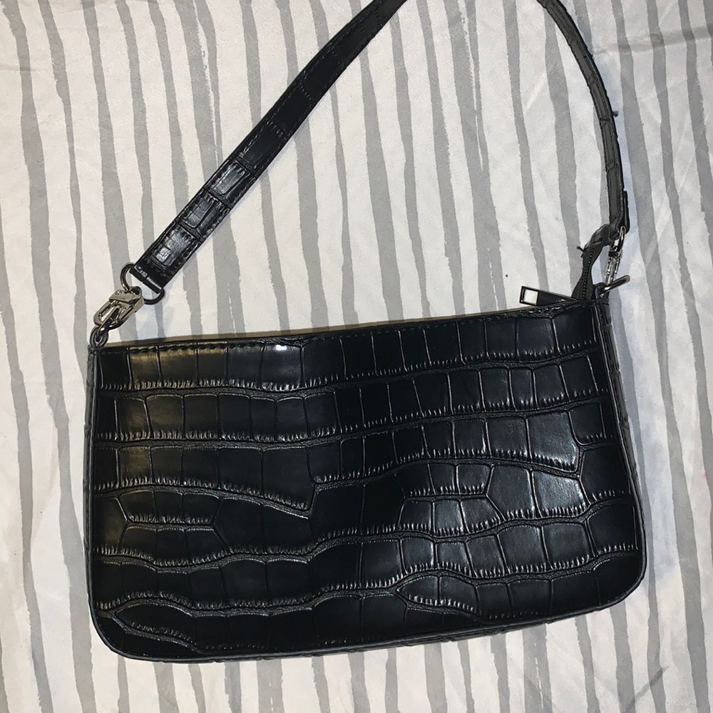 Croc print shoulder bag/clutch